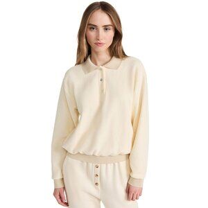 DONNI Brushed Terry Polo Sweatshirt Size Small